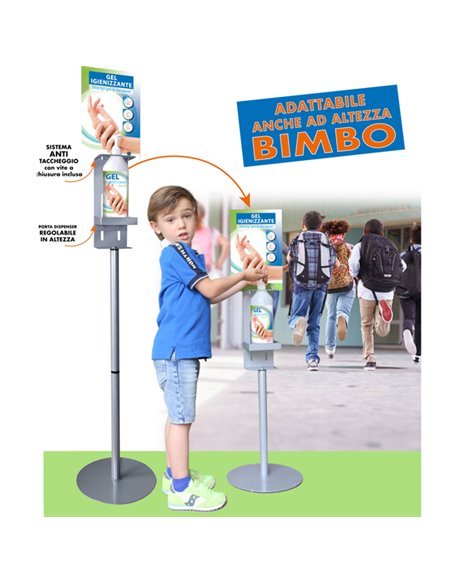 Piantana da terra con supporto per dispenser regolabile CM. 140 H 12520