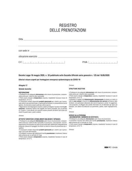 Registro delle prenotazioni 32 pagine E2428 Edipro E2428