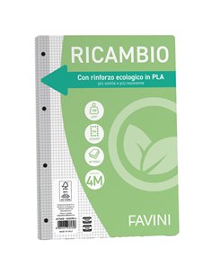 Ricambi c/rinforzo ecologico f.to A4 100gr 40fg 4mm Favini A474404 FAVINI RICAMBI FORATI