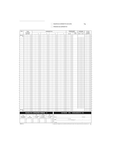 Blocco registro corrispettivi 12/12autor. 29,7x21,5cm DU168512C00 Data Ufficio DU168512C00 DATA UFFICIO REGISTRI CONTABILITA'...