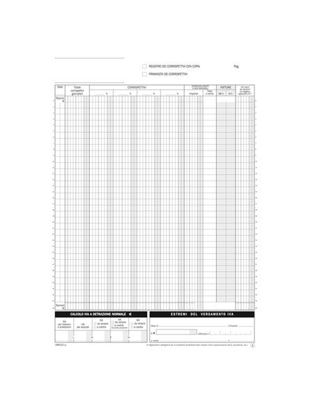 Blocco registro corrispettivi 12/12autor. 29,7x21,5cm DU168512C00 Data Ufficio DU168512C00 DATA UFFICIO REGISTRI CONTABILITA'...
