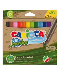 Scatola 12 pennarelli Jumbo Eco Family lavabili colori assortiti Carioca 43101