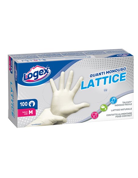 Scatola da 100 guanti monouso in lattice Tg. M Logex B5LX-0702V02 NEW LOGEX PROFESSIONAL GUANTI DI PROTEZIONE