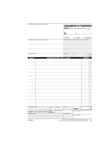 Blocco DDT 50/50copie autor. 21,5x14,8cm DU1607CD200 DU1607CD200
