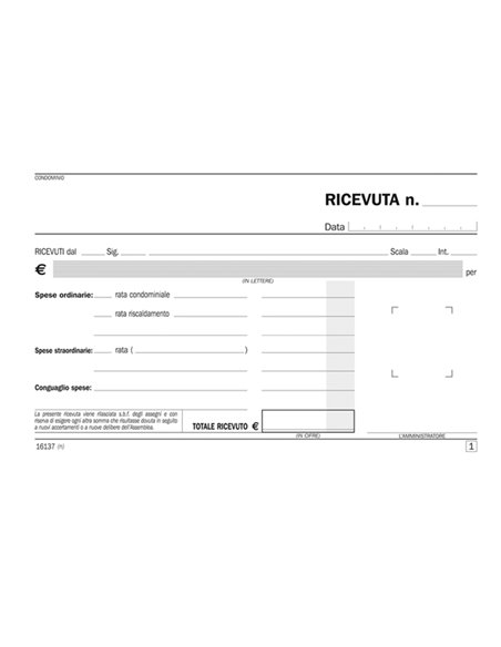 Blocco ricevute condominio 50/50copie autor. 10x16,8cm DU161370000 DU161370000 DATA UFFICIO BLOCCHI RICEVUTE-FATTURE