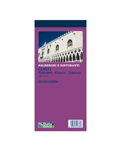 Blocco conti ristoranti/pizzerie/trattorie 100copie 21,5x10cm DU162100000 DU162100000 DATA UFFICIO ALBERGHI-RISTORANTI