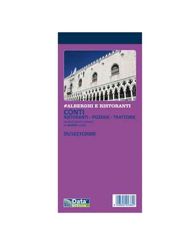 Blocco conti ristoranti/pizzerie/trattorie 50copie 21,5x10cm DU1621C0000 DU1621C0000 DATA UFFICIO ALBERGHI-RISTORANTI