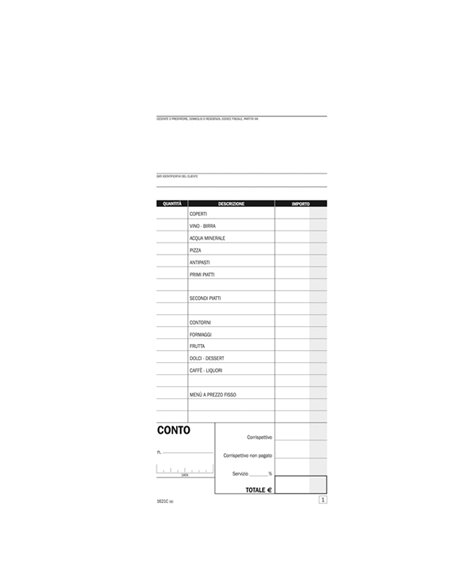 Blocco conti ristoranti/pizzerie/trattorie 50copie 21,5x10cm DU1621C0000 DU1621C0000 DATA UFFICIO ALBERGHI-RISTORANTI