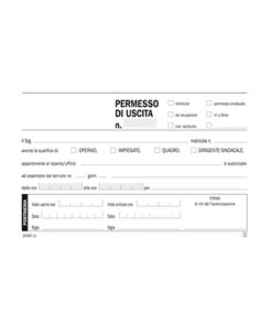 Blocco permessi di uscita 50/50copie autor. 10x16,8cm DU1626C0000 DU1626C0000 2