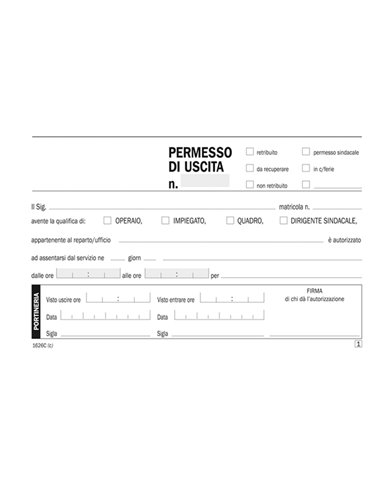 Blocco permessi di uscita 50/50copie autor. 10x16,8cm DU1626C0000 DU1626C0000