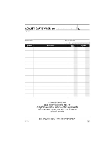 Blocco distinta acquisto carte valori 50/50copie autor. 21,5x14,8cm DU1649C0000 DU1649C0000