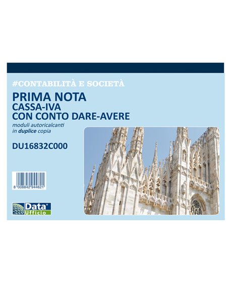 Blocco prima nota cassa/iva c/conto dare-avere 50/50copie autor. DU16832C000 DU16832C000 DATA UFFICIO REGISTRI CONTABILITA' IVA