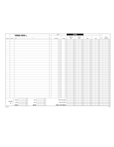 Blocco prima nota cassa/iva c/conto dare-avere 50/50copie autor. DU16832C000 DU16832C000 DATA UFFICIO REGISTRI CONTABILITA' IVA