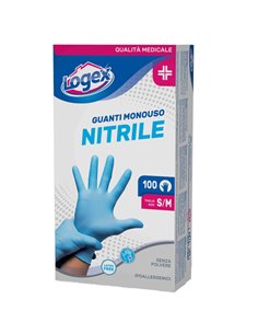 Scatola 100 guanti in nitrile non talcato tg. S/M azzurro uso medicale 3476LXM LOGEX PROFESSIONAL GUANTI DI PROTEZIONE 2