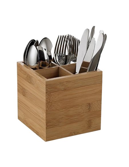 Portaposate in bamboo 15x15x15cm naturale Leone S0127