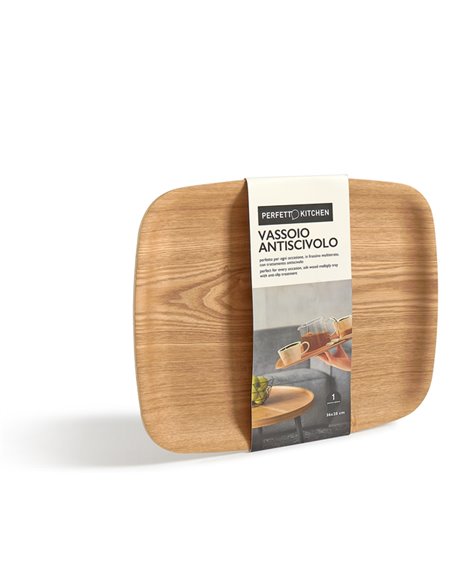 Vassoio antiscivolo in legno frassino 36x28cm 29018 PERFETTO ACCESSORI PER IL BUFFET