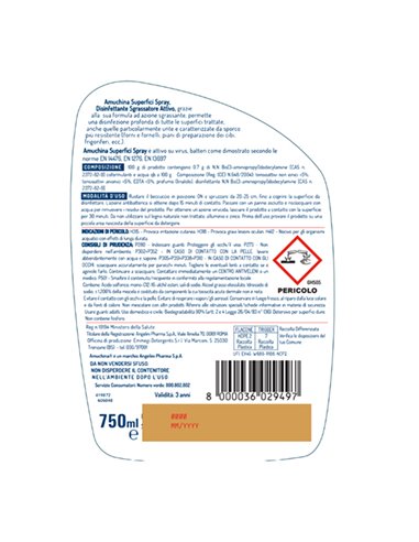 Amuchina superfici spray multiuso 750ml battericida e virucida 05-1002