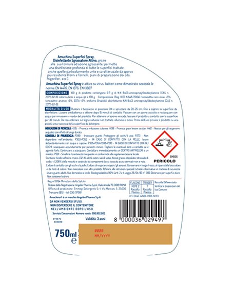 Amuchina superfici spray multiuso 750ml battericida e virucida 05-1002