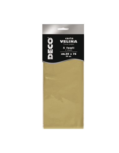 Busta 5 fogli carta velina metallizzata 20gr 50x76cm oro DECO 12455/1 DECO CARTA CRESPA-VELINA