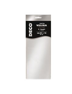 Busta 5 fogli carta velina metallizzata 20gr 50x76cm argento DECO 12455/2 DECO CARTA CRESPA-VELINA