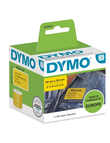 Rotolo 220 Etichette Spedizione/Badge 54x101mm gialle per Dymo LabelWriter 2133400