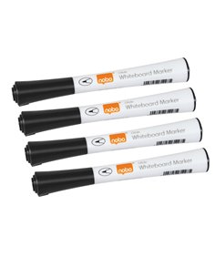 Blister 4 pennarelli Glide per lavagne bianche punta tonda colore Nero Nobo 1915392 NOBO CANCELLINI E KIT PER LAVAGNE