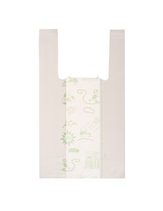 Scatola 500 Shoppers bianchi MINI 15µ 22x40CM 6,5+6,5cm Mater-Bi G1D005H