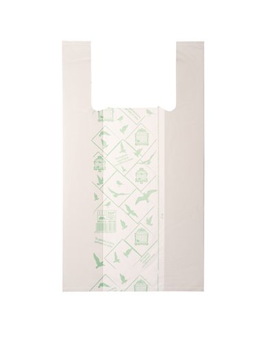 Scatola 500 Shoppers bianchi MIDI 16µ 28x50CM 7+7cm Mater-Bi G1D008S