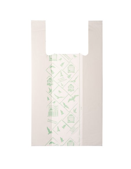 Scatola 500 Shoppers bianchi MIDI 16µ 28x50CM 7+7cm Mater-Bi G1D008S
