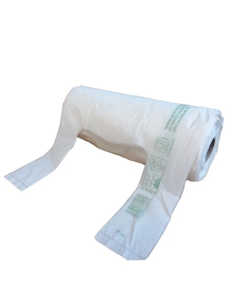 Rotolo da 200 Shopper bianchi MINI 13µ 22x50CM 6+6cm Mater-Bi G1D460R