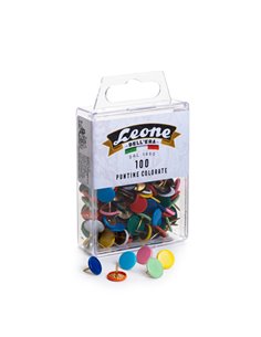 SCATOLA 100 PUNTINE COLORATE ASSORTITE LEONE COLOR APPP100
