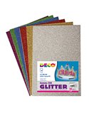 Busta 10 fogli Gomma Crepp Glitter 20x30cm colori assortiti DECO 12377