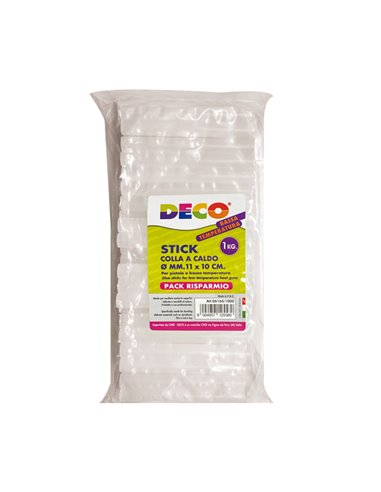 1 kg colla stick a bassa temperatura 10cm x diam. 11mm DECO 06165/1000 DECO COLLE A CALDO E PISTOLE