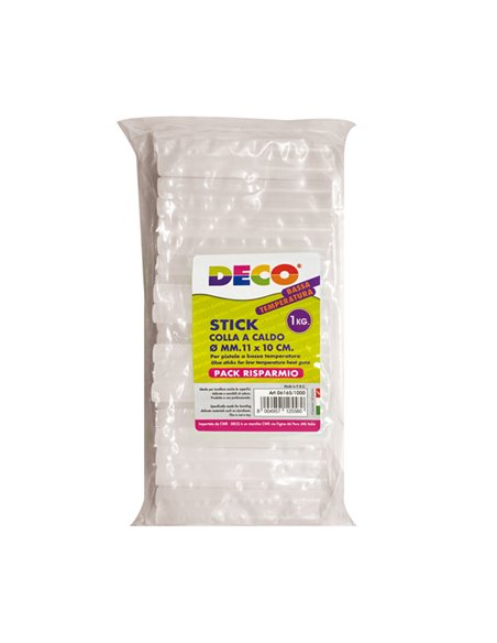 1 kg colla stick a bassa temperatura 10cm x diam. 11mm DECO 06165/1000 DECO COLLE A CALDO E PISTOLE
