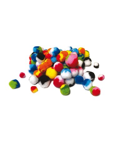 Busta 100 pz pompon a strisce dim. 10-35mm in colori assortiti DECO 12613 DECO ACCESSORI DIDATTICI E LAVORI MANUALI