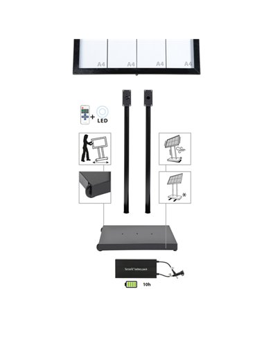 Base per ESPOSITORE A LED 8xA4 PER ESTERNI Securit MCS-BA-BL2 SECURIT PORTADEPLIANT DA TERRA