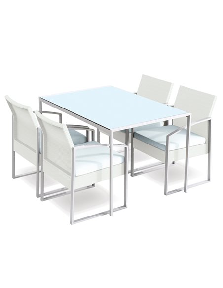 Set pranzo Bilbao bianco/grigio - set 5 elementi S1304593 Garden Friend TAVOLI E SEDUTE DA ESTERNI