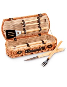 Set Barbecue - 5 attrezzi in valigetta di vimini C951033/A