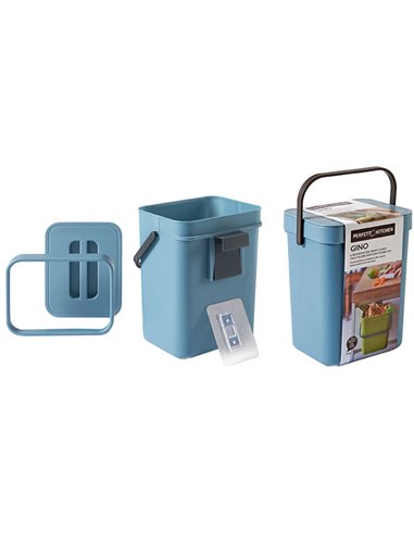 Pattumiera GINO per rifiuti organici azzurro 5 lt Perfetto 29101