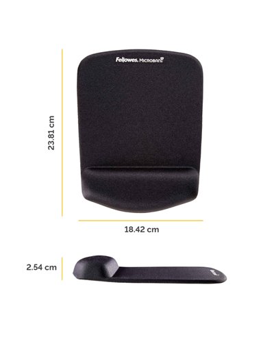 Mousepad con poggiapolsi in FoamFusion Microban PlusTouch nero Fellowes 9252003 FELLOWES MOUSEPAD E POGGIAPOLSI