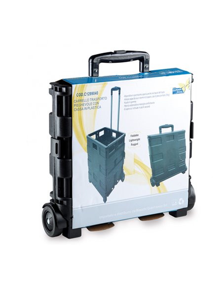 Carrello pieghevole con cassa in plastica portata max 25kg C1299040
