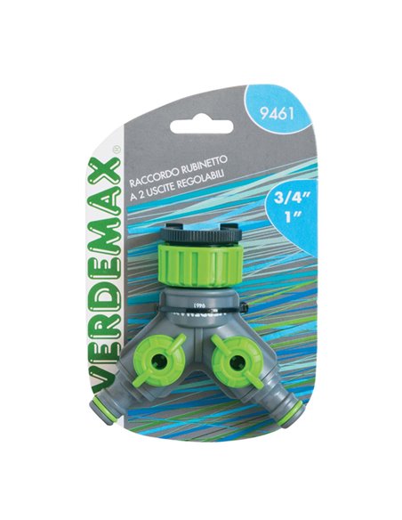 Raccordo rubinetto a 2 uscite regolabili 9461 Verdemax IRRIGAZIONE
