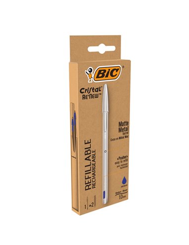 Penna sfera con cappuccio Cristal® Re'New 1mm blu BIC® 997202