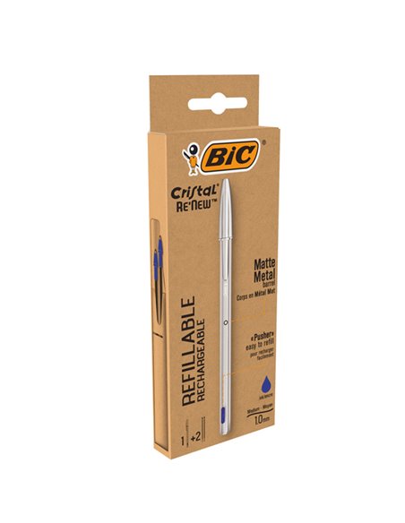 Penna sfera con cappuccio Cristal® Re'New 1mm blu BIC® 997202