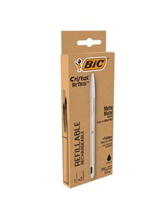Penna sfera con cappuccio Cristal® Re'New 1mm nero BIC® 997201 BIC CON CAPPUCCIO