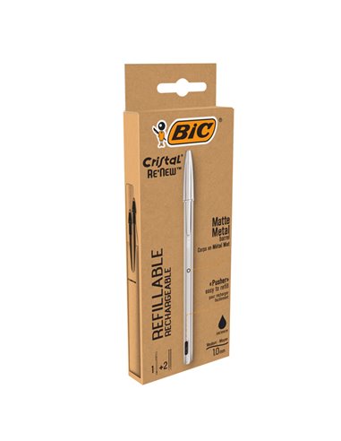 Penna sfera con cappuccio Cristal® Re'New 1mm nero BIC® 997201 BIC CON CAPPUCCIO