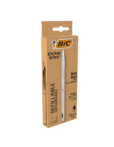 Penna sfera con cappuccio Cristal® Re'New 1mm nero BIC® 997201 BIC CON CAPPUCCIO