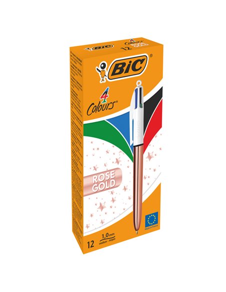 Scatola 12 penna sfera a scatto 4 Colori Rose Gold 1.0mm BIC® 504894 BIC A SCATTO
