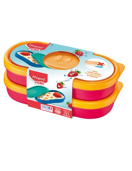 Set 2 Snack box rosa corallo Picnik Concept Maped 870901