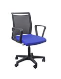 Sedia home/office Smart Light schienale in rete nero seduta blu c/braccioli LLE/BRN/EB